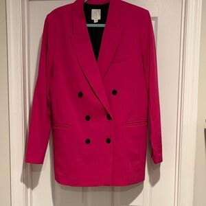 Joie Fuchsia Double-Breasted Blazer